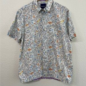 Tommy Bahama Men’s Colorful Patterned Beach Surf Board Summer Button Down Shirt